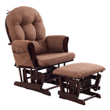 LHONE Rocking Chair with Ottoman, Brown, Traditional Style, Wooden, Adjustable Backrest, Recliner, Nursery & Living Room LHONE