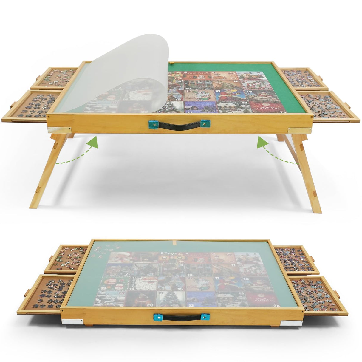 BuilderButler 1500 Pieces Puzzle Table with Legs,25"x34" Wooden Jigsaw Puzzle Board with 4 Drawers & Cover,3-Tilting Angles for Puzzle Enthusiasts BuilderButler