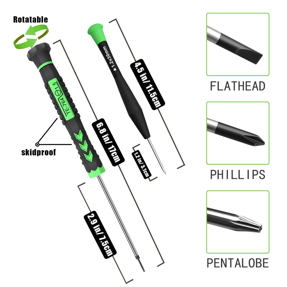 Screwdriver Set, 12 Pcs Small Screwdriver Set with Flathead Phillips Pentalobe Screwdriver In Different Sizes for iPhone PC Laptop Eyeglass Jewelry Watch QUEENTI