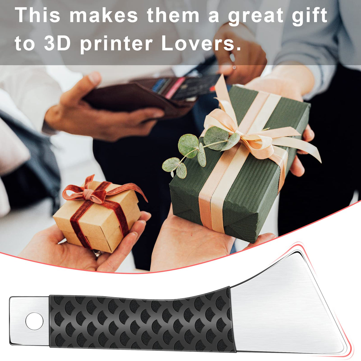 EVOULTES Upgraded 3D Printer Scraper Tool, Polished Stainless Metal 3D Printer Spatula for Model Removal Safety, Professional 3D Printing Accessories Without Damage Building Bed EVOULTES