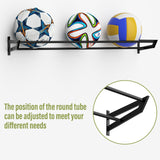 Ball Holder Wall Mount Garage Sports Equipment Organizer 3 Separate Wall Ball Storage Rack with 6 Hooks for Basketball Football Soccer Volleyball BTY