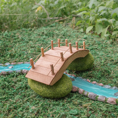 Treasure Gurus Miniature Wooden Arch Bridge Fairy Garden Ornament Outdoor Dollhouse Decor Supply - WoodArtSupply