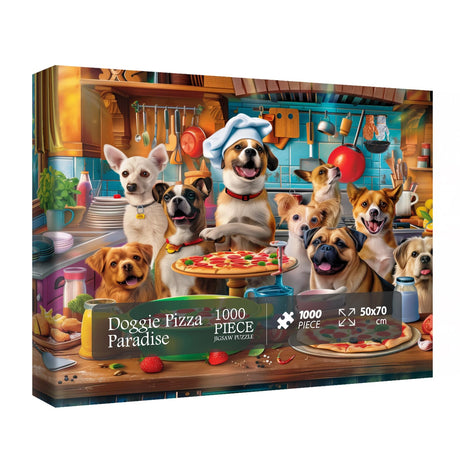 Dog Puppy Pizza Puzzles for Adults 1000 Pieces, Food Kitchen Jigsaw Puzzle, Animals Funny Puzzles BBOLDIN