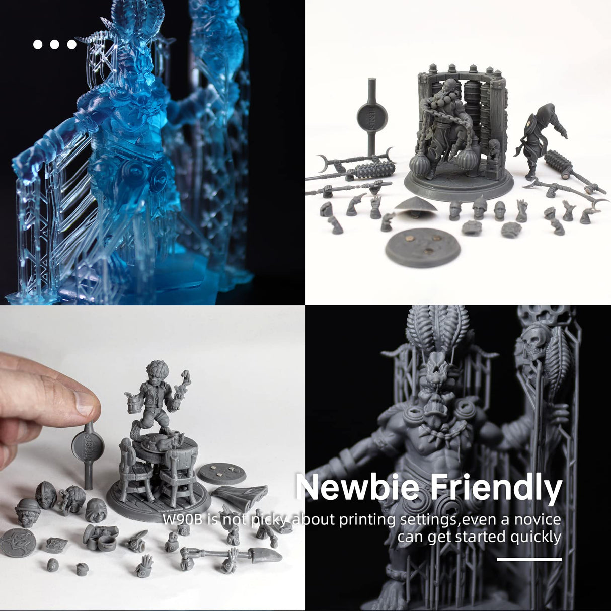 RESIONE W90B Water Washable 3D Printer Resin Almost Odorless LCD UV-Curing Resin 405nm Standard Photopolymer Resin for DLP MSLA LCD 3D Printing (Transparent Blue, 500g) RI RESIONE