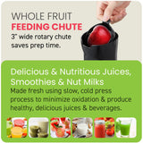Elite Gourmet EJX017 Whole Fruit 3” Feeding Chute, Dynamic Masticating Slow Juicer, High Yield Cold Press Juice Extractor, Nutrient and Vitamin Dense, Easy to Clean, 27 oz Juice Cup, Black Elite Gourmet