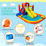Hongcoral Bounce House Inflatable Water Slide for Kids, Water Park With Splash Pool, Double Cannon, 2 Climbing Walls, Obstacles, Blow Up Jumping Castle With Blower Hongcoral