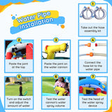 Causeair Inflatable Bounce House with Double Slide,Dolphin Styling,Splashing Pool,Double Water Cannon,Climbing Wall,Heavy Duty GFCI Blower,Inflatable Water Park Slide for Kids Backyard Summer causeair