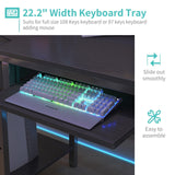 Lufeiya Desk with Keyboard Tray Slide Out, 47 Inch Home Office Computer Desks with Fabric Drawers & Storage Shelves, Modern Simple Study Writing Gaming Table for Bedroom, Black Lufeiya