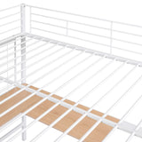 Full Size Loft Bed with Desk and Metal Grid, Metal Loft Bed Full with Safety Guardrails and Ladders, High Loft Bed Frame for Teens, Adults, No Box Spring Needed (Full, White) Harper & Bright Designs
