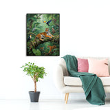 JISHSHAY Animal Jungle Diamond Painting Round Drill Diamond Art Round Beads Gem Art Gem Painting Mosaic Kits for Adults Embroidery Kit Jigsaw Puzzles Paint by Numbers Wall Decor 40×50cm/15.75×19.69in JISHSHAY