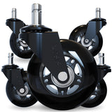 The Original Rollerblade Office Chair Wheels (As Seen On PBS) - Incredibly Smooth & Quiet Rolling Casters - Safe for Hardwood Floors & Carpet - Easy Installation with Universal Fit - Set of 5 - Black The Office Oasis