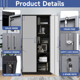 Anxxsu Metal Garage Storage Cabinet, 71" Locking Storage Cabinet with 2 Doors and 4 Adjustable Shelves, Lockable Metal Cabinet for Office,Home,Garage,Gym,School（Gray Black） Anxxsu