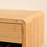 GugiNest Bamboo Floating Nightstand with Storage Drawer, Fully Assembled Wall Mounted Bedside Table with Open Shelf, Modern End Table for Bedroom, Natural GugiNest