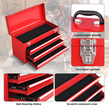 IRONMAX Portable Tool Box, 20.5’’ Lockable Steel Tool Chest Cabinet w/Comfortable Handle & 3 Drawers, Heavy Duty Storage Toolbox Tool Organizer for Garage, Warehouse, Home, Red IRONMAX