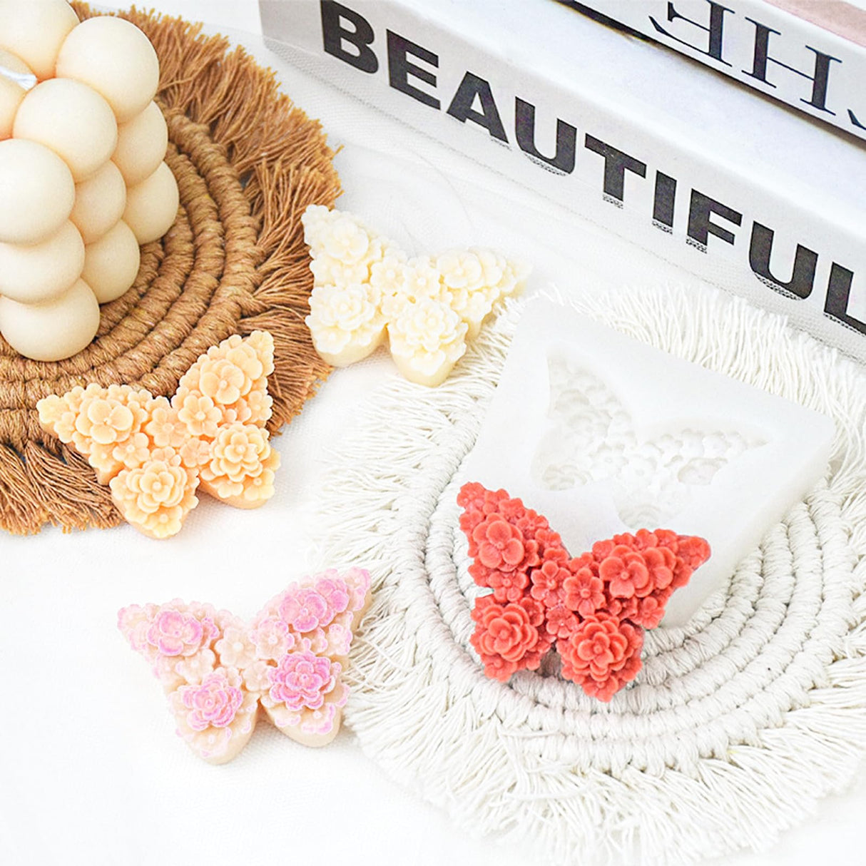 9 PCS Flower Candle Molds Rose Silicone Candle Mold Flower Shapes Moldes De Rosas Silicona para Velas for Soy Wax, Beeswax, Candle Making, Resin Craft Aifong