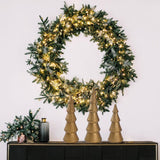 Wooden Christmas Tree, Set of 3 Tabletop Tree Figurine Wood Desk Centerpieces Table Tree Decoration Festive Ornament for Accents Xmas Mantel Shelf Home Decor Holiday Party Indoor Outdoor (Gold) IDATOO