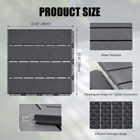 9 Pcs Plastic Interlocking Deck Tiles 12“x 12” for Bathroom, Swimming Pool, Garden, Balcony, Indoor & Outdoor Floor Drainage, Non Slip Soft Floor Mat YI