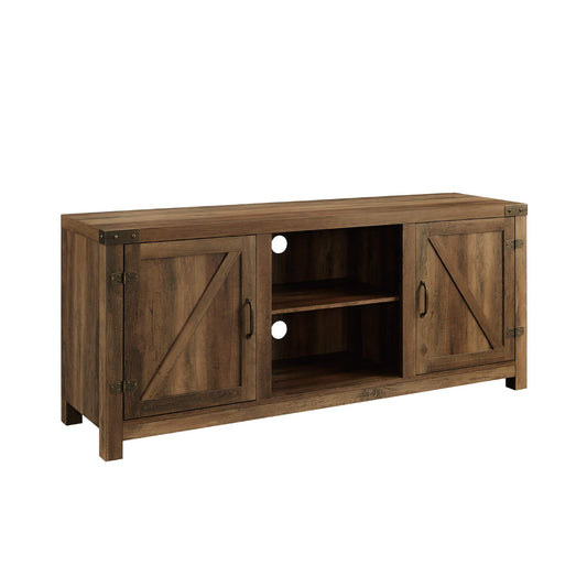 Walker Edison Georgetown Modern Farmhouse Double Barn Door TV Stand for TVs up to 65 Inches, 58 Inch, Rustic Oak - WoodArtSupply