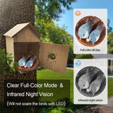 Bird House with WiFi Camera Solar Powered for Wireless Outdoors, HD View Nesting & Hatching, Box House for Bluebird Swallow Wren Chickadee, PIR Detection, SD Card & Cloud Storage, IR Night Vision IP65 Topodome