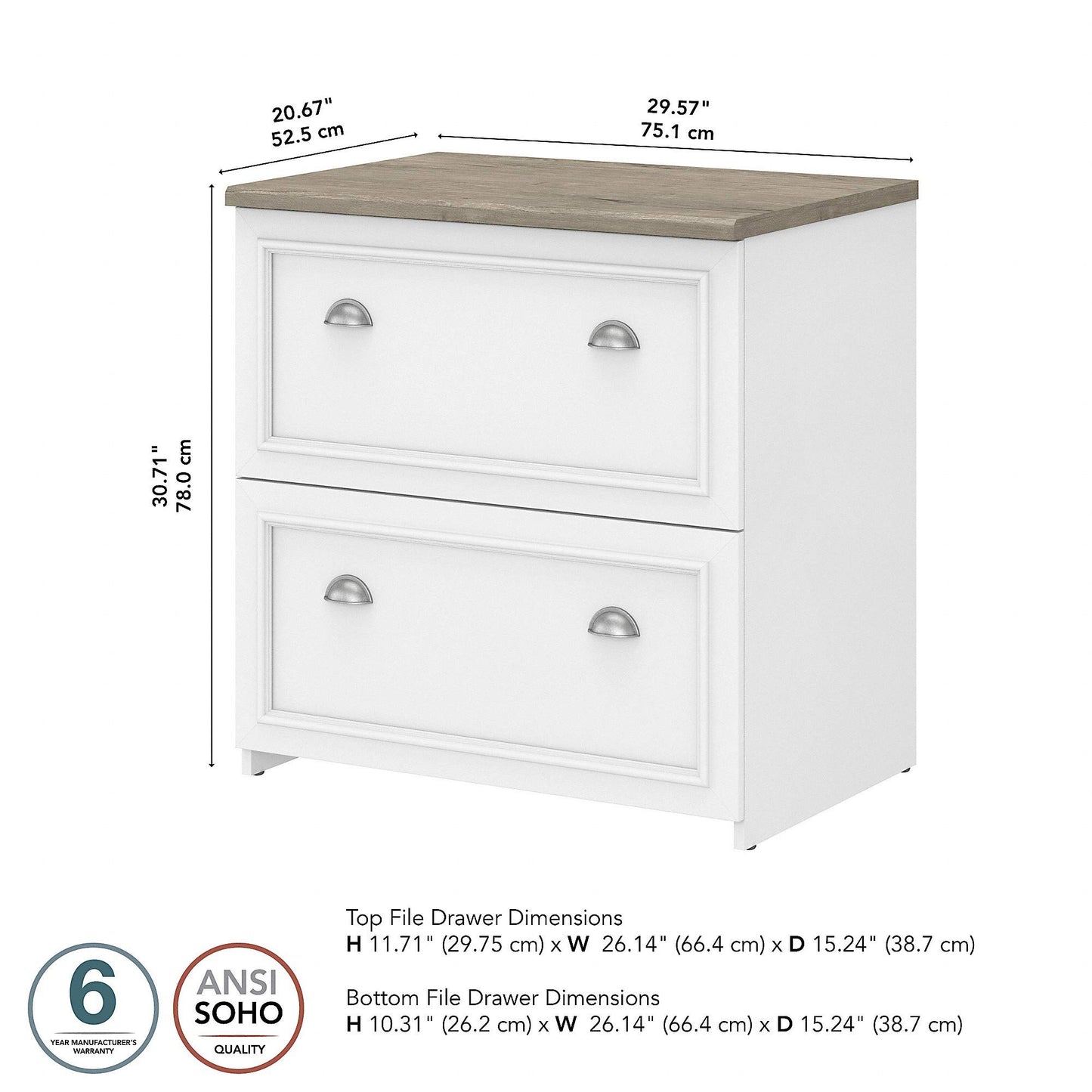 Bush WC53681-03 2-Drawer Lateral File Cabinet Ltr/Lgl Shiplap Gray/Pure White 29.57-Inch - WoodArtSupply