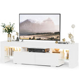 YESHOMY Modern LED TV Stand for Televisions up to 70 Inch with Glass Shelves and Drawer, Gaming Entertainment Center with Multiple Dynamic RGB Modes, for Livingroom, Bedroom, 60 Inch, White YESHOMY