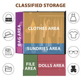 Modern Wardrobe Closet with Mirror & Integrated LED Light, 6 Drawers & Ample Hanging Storage, Multi-Functional Armoire for Bedroom-Black Rumiiro