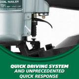 Metabo HPT Roofing Nailer, Pro-preferred Pneumatic Power Nailers in Roofing tools, Pneumatic Roofing Nailer for Asphalt Roofing Shingles, Nailer 16 Degree 7/8″ to 1-3/4″ Roofing Nails, NV45AB2 Metabo HPT