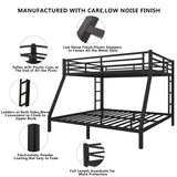 Setawix Metal Queen Over King Bunk Bed,Heavy Duty Queen and King Bunk Beds for Adults,Industrial Bunkbed with Ladders for Kids,Teens,Boys,Girls,Space Saving,Low Noice (Black, Queen Over King) Setawix