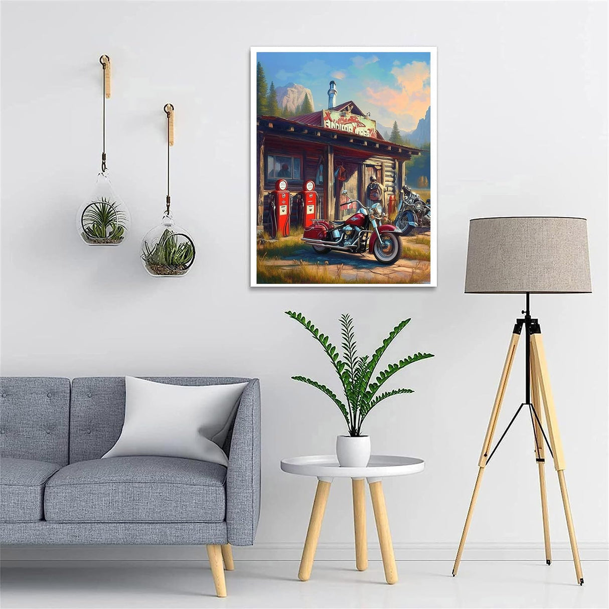 Funny Motorcycles Gas Station Diamond Art Painting Kits for Adult,Transportation Vehicles 5D Diamond Art for Adults,Round Drill Painting by Diamonds Art and Crafts for Home Wall Decor Gift 12x16 Inch CEQOLI