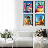 ZXQL 4 Pack Sea Turtle Paint by Numbers Kit for Adults Beginners, 12" Wx16 L Dolphin Paint by Numbers for Adults Rolled up Canvas for Painting Home Decor Creative Wall Art with Nice Gift Box ZXQL