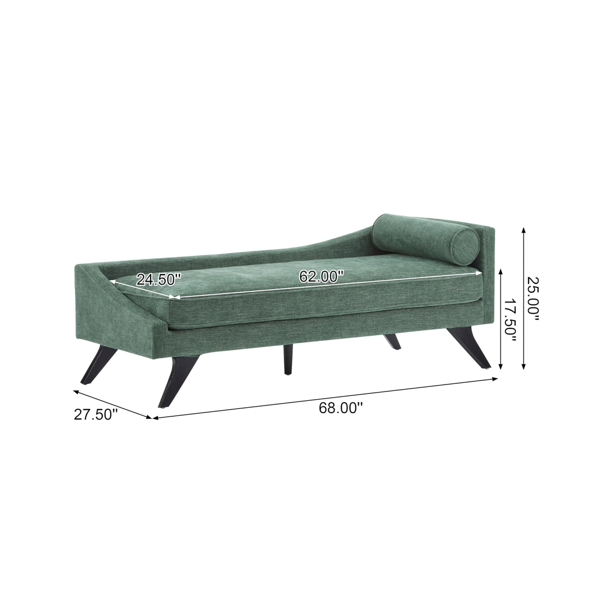 Christopher Knight Home Cagle Upholstered Loveseat Sofa with Splayed Legs, Birch Wood Frame Lounge Chair, Living Room Chaise Lounge Chair Indoor, Soft Lounge Sofa with Rolled Accent Pillow, Green Christopher Knight Home