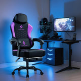 Gaming Chair with Massage and Packet Spring Cushion,Ergonomic Gamer Chairs for Adults with Footrest 300lbs,High Back Gamer Leather Chair with Headrest and Lumbar Support WAILOR