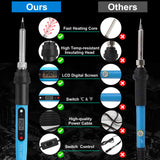 FEITA Electric Soldering Iron Kit with 80W LCD Digital Adjustable Temperature Soldering-iron, 5 Soldering Tips, Rosin Flux, Solder Wires & Stand, Electrical Soldering Kit for Electronics FEITA