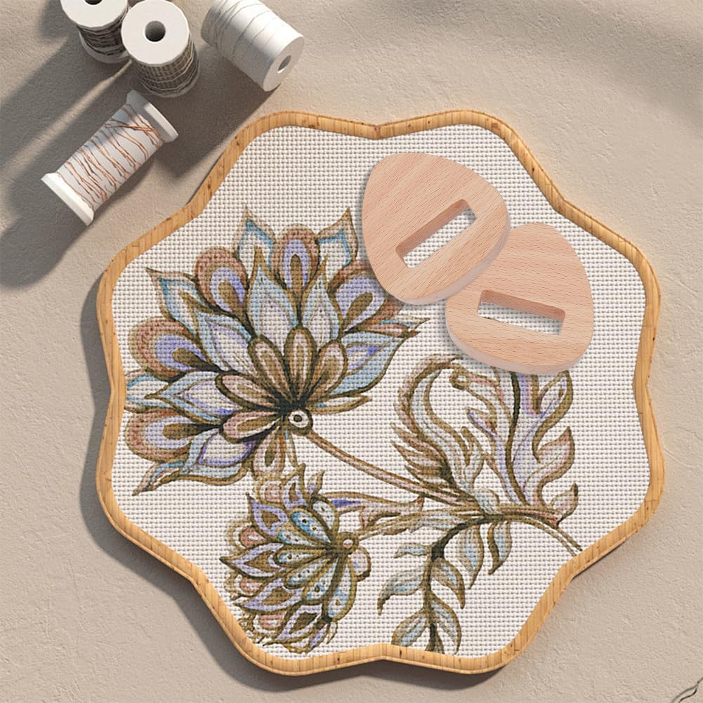 OLYCRAFT 4pcs Embroidery Hoop Display Stand Triangle Wood Base 2.2 x 2.2 Inch Embroidery Hoop Wood Hoop Easels Embroider Hoop Holder Accessories for Embroider Cross Stitch Stand Decor OLYCRAFT