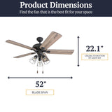 Prominence Home Lincoln Woods, 52 Inch Industrial Style LED Ceiling Fan with Light, Pull Chain, Three Mounting Options, 5 Dual Finish Blades, Reversible Motor - 50581-01 (Bronze) Prominence Home