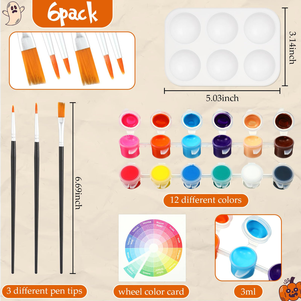 Dinifee 6 Pack Pre Drawn Canvas for Painting Pre Printed Canvas Kit 8 x 10 Inch Stretched Cotton Paint and Sip Set for Adults Couple Party Date Night(Halloween) Dinifee