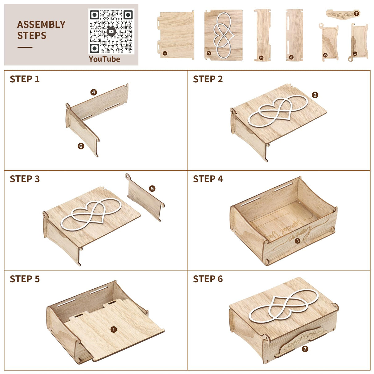 DeziWood Rustic Wedding Guest Book, Wedding Guest Book Alternative with Wooden Drop Box, Heart Wedding Decor for Party, Personalized Wedding DeziWood