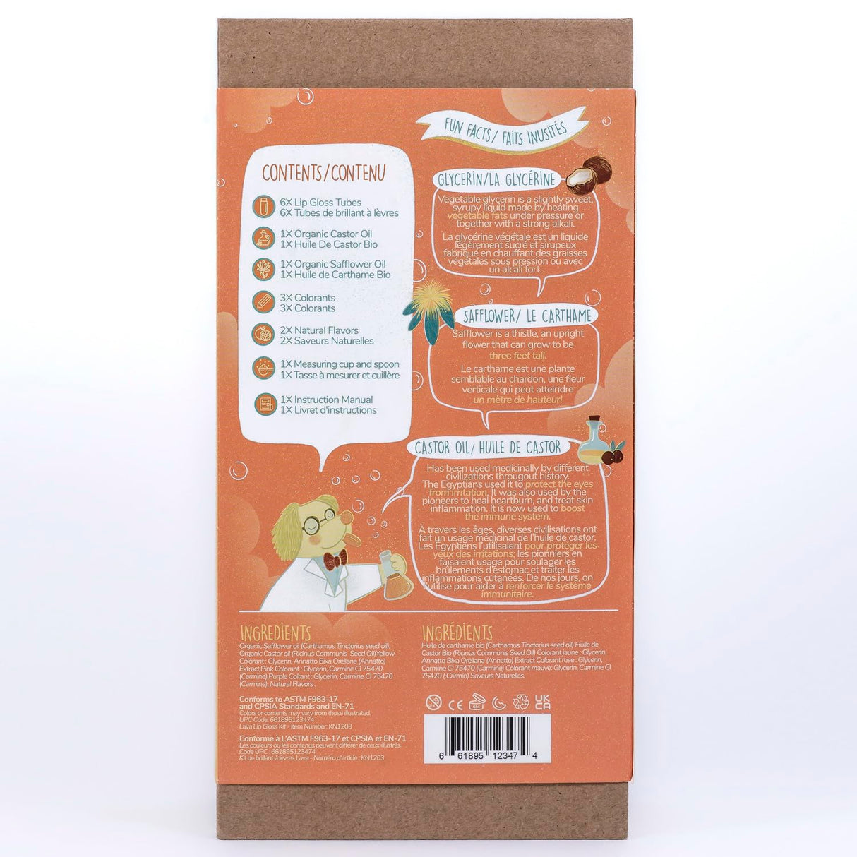 Kiss Naturals - Lava Lip Gloss Kit - With Organic Castor Oil, Safflower Oil, Coconut Oil - STEM DIY Science Kit - Make 6 Lip Gloss - 2 Natural Flavors - Birthday, Holiday, Party Gift for Girls Kiss Naturals