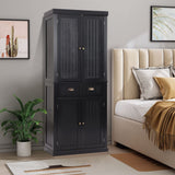 YOCONYO 72" Kitchen Pantry Cabinet, Freestanding Storage Cabinet with 4 Doors, Adjustable Shelves for Kitchen, Living Room and Dinning Room，Black YOCONYO