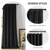 Joydeco Velvet Curtains 108 inches Long 2 Panels, Luxury Blackout Thermal Insulated Super Soft Rod Pocket Window Drapes for Bedroom Living Dining Room, Black, W52 x L108 Joydeco