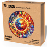 LEOGOR Mosaic Wooden Jigsaw Puzzles for Adults with Whimsical Pieces – 350 Piece Colorful Sun and Moon Puzzle with Unique Animal-Shaped Wood Pieces – Beautiful Design, Large 14.9'' x 14.9'' LEOGOR