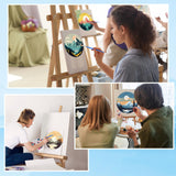 Faccito 4 Pack Wooden Landscape Paint by Numbers Kit for Adults Beginners 8 Inch Unfinished Round Wood Board Acrylic Paint Nylon Brush Hook Distant Mountains Sunset Lake DIY Crafts for Home Wall Decor Faccito