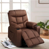 Esright Power Lift Recliner for Elderly, Electric Lift Chair with Heated Vibration Massage,Heavy Duty Electric Recliner with Side Pockets, USB Charge Port & Cup Holders, Brown Esright