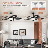 Ceiling Fans with Lights, 48 inch Black Ceiling Fan with Remote APP, Unique Fan Blades, Reversible, 3CCT Led, Sloped Flush Mount Low Profile Ceiling Fan with Lights Bedroom Living Room Indoor BayDay