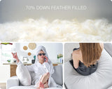 AMERLIFE 114 Inches Modular Sectional Couch, Feather Down Filled Sectional Couch, 4 Seats L Shaped Sofa with Chaise, Ottoman, Cloud Sofa for Living Room Apartment, White Linen AMERLIFE