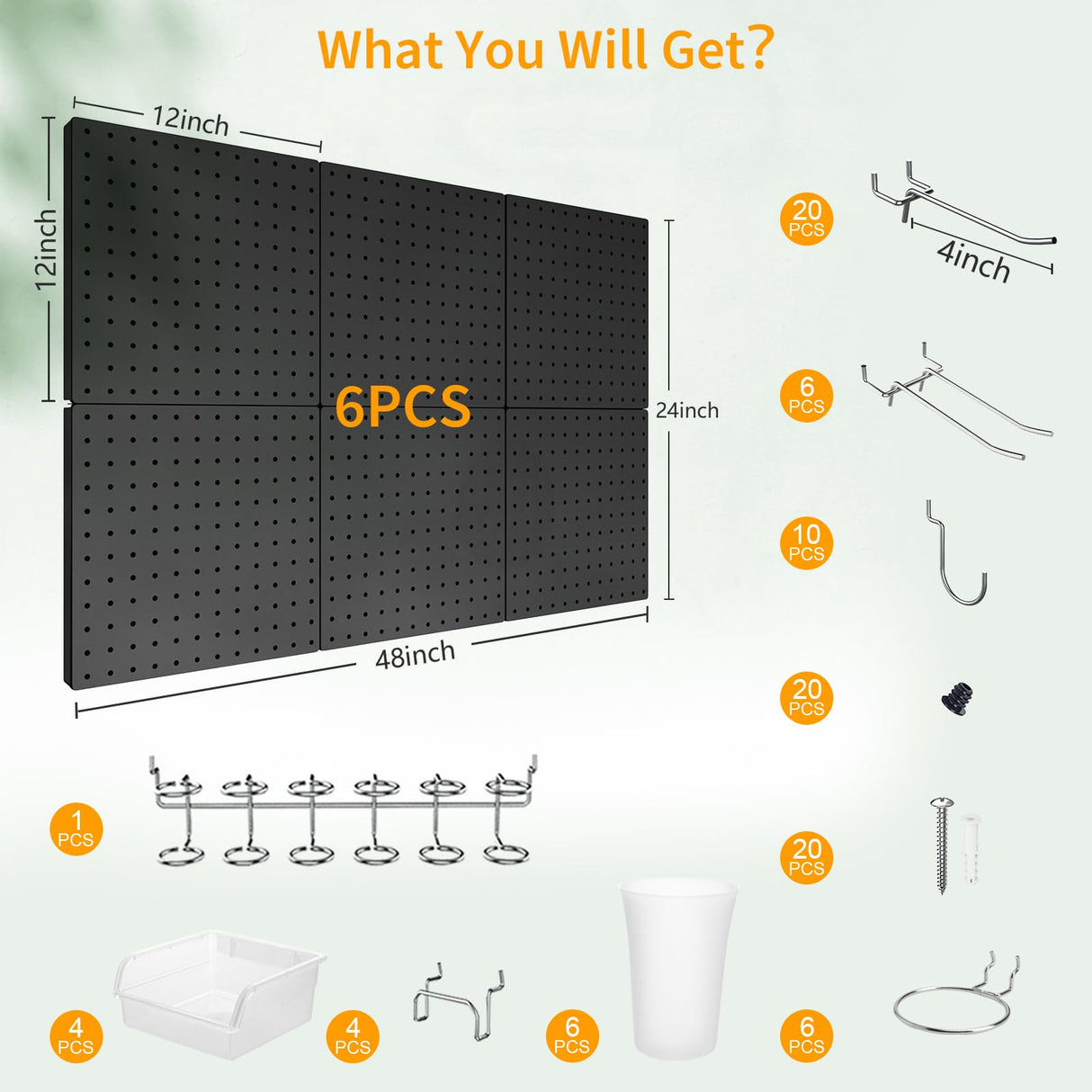 FZK Peg Board, 82PCS Metal Pegboard Wall Organizer Kit. Heavy Duty Pegboard, Peg Boards, Pegboard for Walls, Black Pegboard for Garage Craft Room Workbench Office Kitchen Tool Organization, 36 * 24 FZK