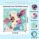 FQOVKYN 4 Packs 5D Cartoon Diamond Art Kits for Kids, Cute Animals DIY Diamond Arts Mosaic Kits for Adults Beginner, Full Round Drill Gem Art for Home Wall Decor Kids Present 6X6 inch FQOVKYN