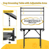 ROOMTEC 36 Inch Dog Grooming Table,Foldable Pet Grooming Tables at Home with Adjustable Arm,Nooses, Mesh Tray ROOMTEC