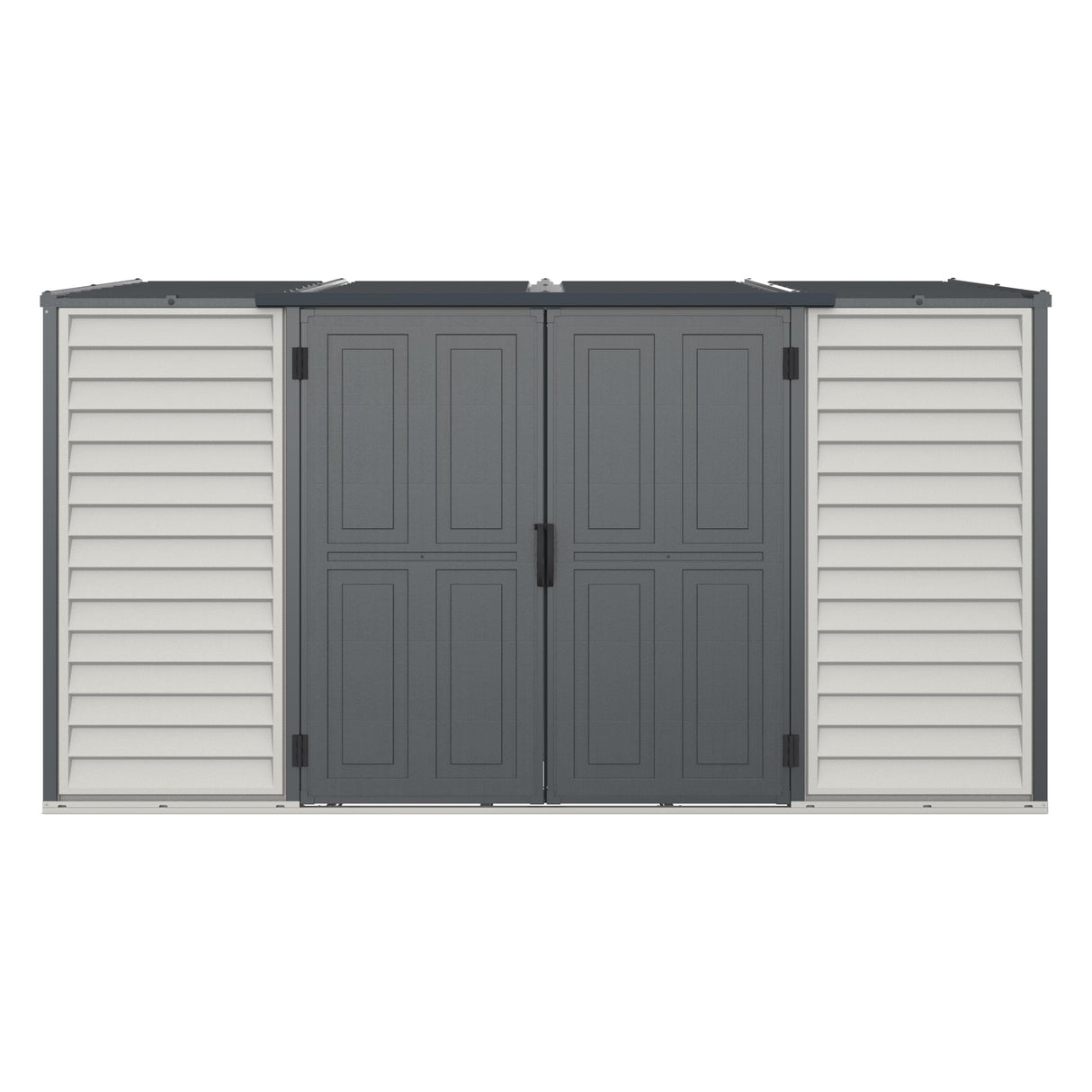 Duramax SideMate Plus 10x4 Vinyl Shed with Foundation Kit – Maintenance-Free Outdoor Storage Shed with Double Doors, Reinforced Metal Frame & Vents – Ideal for Side of House DURAMAX
