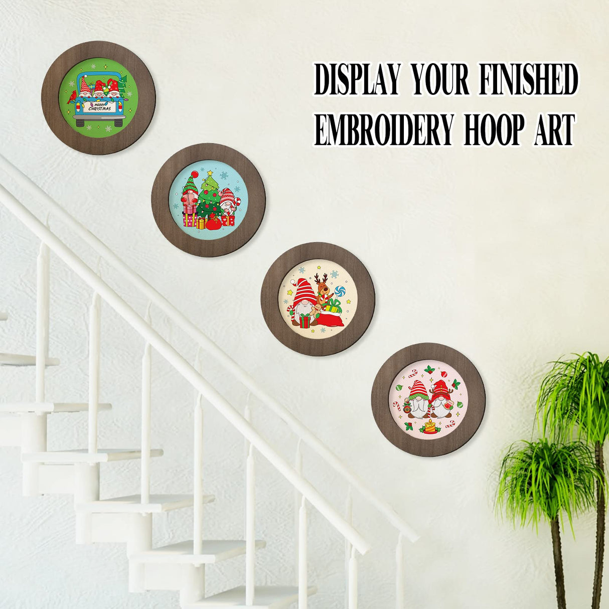 Weysat 4 Pcs 6 Inch Wood Embroidery Hoop Frame Round Wooden Embroidery Wood Display Frame Circle for Finished Cross Stitch Hoop DIY Art Craft Sewing Ornaments Weysat